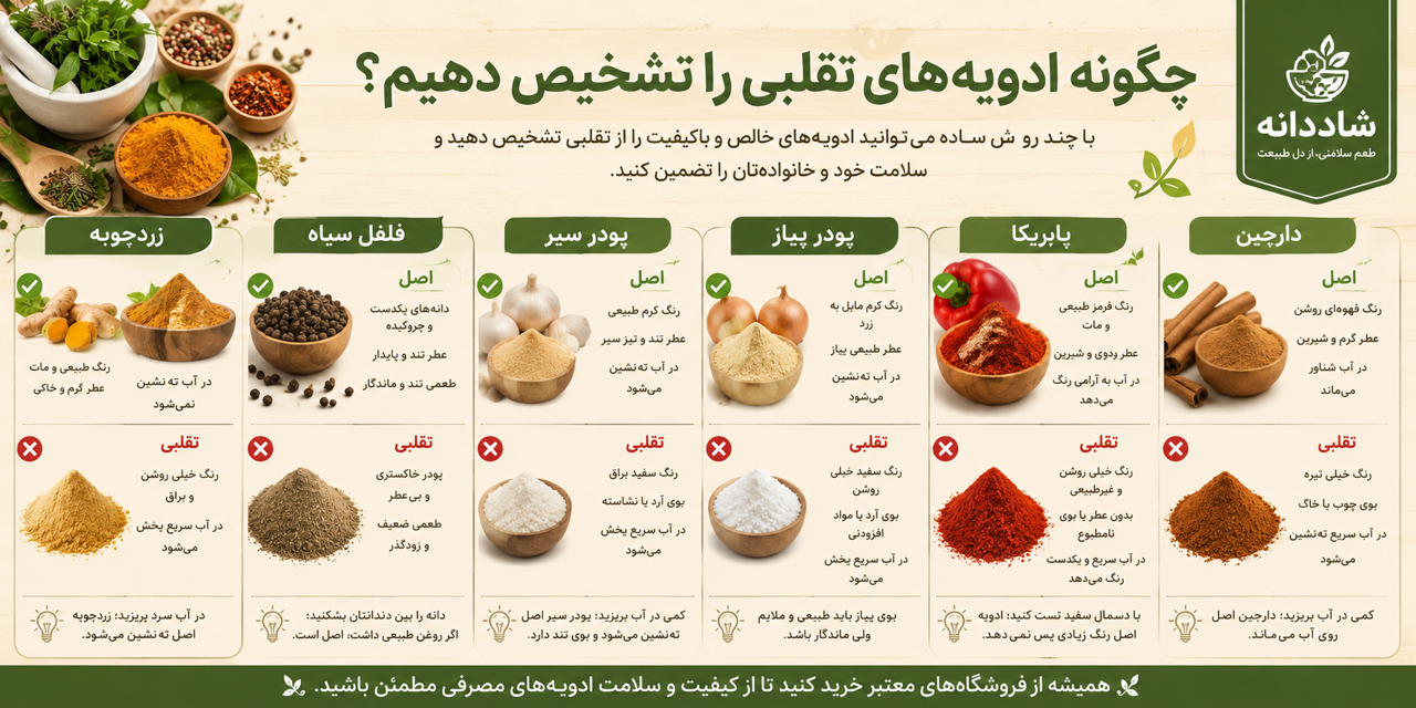 چگونه ادویه تقلبی را تشخیص دهیم؟ راهنمای کامل شناسایی ادویه اصل